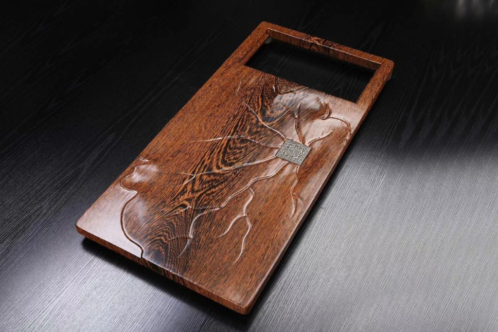 Wood Tea Tray Arts and Crafts Tea Table Real Wood Tea Tray Electric Kettle with Automatic Tea Making Device Induction Cooker