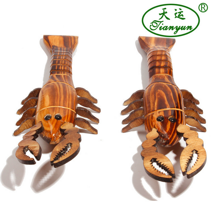 Wooden Lobster Wood Shrimp Genuine Tianyun Wooden Travel Crafts Wooden Ornament Model Children&#039;s Toys