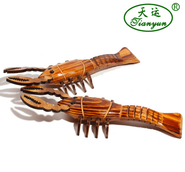 Wooden Lobster Wood Shrimp Genuine Tianyun Wooden Travel Crafts Wooden Ornament Model Children&#039;s Toys