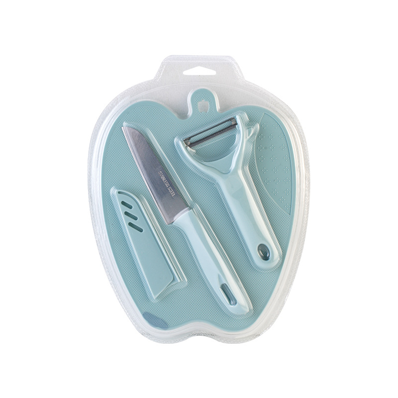 Fruit Knife Set Kitchen Knives Three-Piece Nordic Style Set Home Chopping Board Tools for Cutting Fruit Chopping Board Peeler