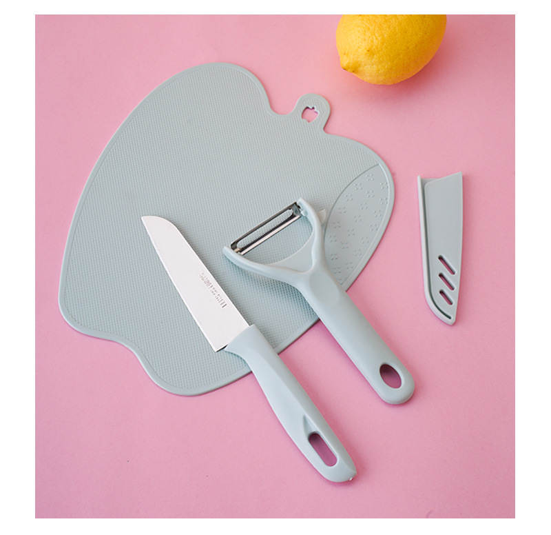 Fruit Knife Set Kitchen Knives Three-Piece Nordic Style Set Home Chopping Board Tools for Cutting Fruit Chopping Board Peeler Fruit Knife Set Kitchen Knives Three-Piece Nordic Style Set Home Chopping Board Tools for Cutting Fruit Chopping Board Peeler