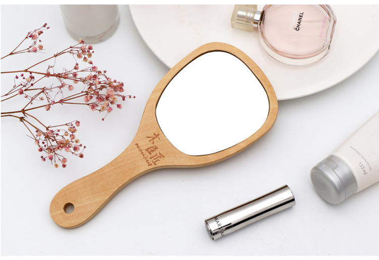 Tattoo Beauty Salon Special Makeup Handle Mirror Handmade Large Retro Wood Convenient Handheld Dressing Mirror Tattoo Beauty Salon Special Makeup Handle Mirror Handmade Large Retro Wood Convenient Handheld Dressing Mirror