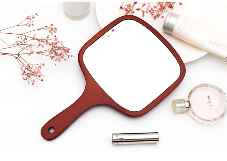 Tattoo Beauty Salon Special Makeup Handle Mirror Handmade Large Retro Wood Convenient Handheld Dressing Mirror Tattoo Beauty Salon Special Makeup Handle Mirror Handmade Large Retro Wood Convenient Handheld Dressing Mirror