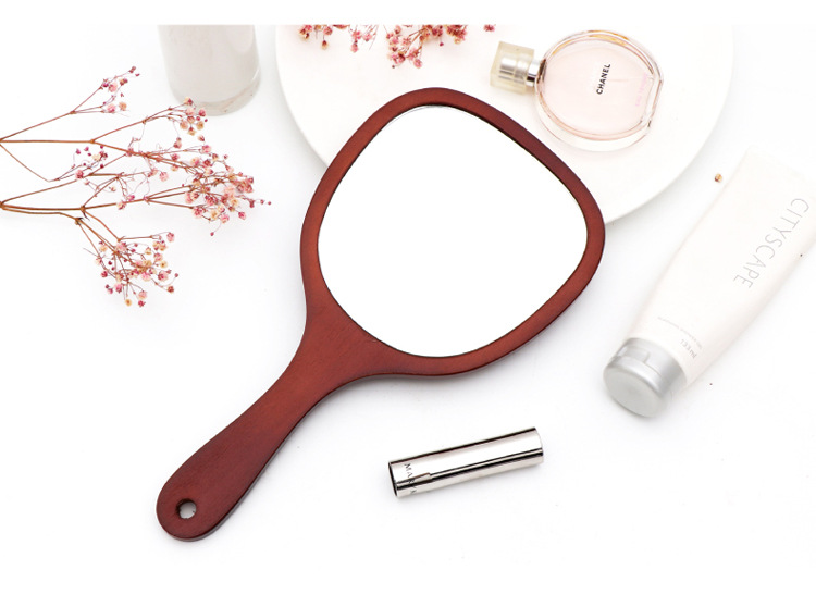 Tattoo Beauty Salon Special Makeup Handle Mirror Handmade Large Retro Wood Convenient Handheld Dressing Mirror Tattoo Beauty Salon Special Makeup Handle Mirror Handmade Large Retro Wood Convenient Handheld Dressing Mirror