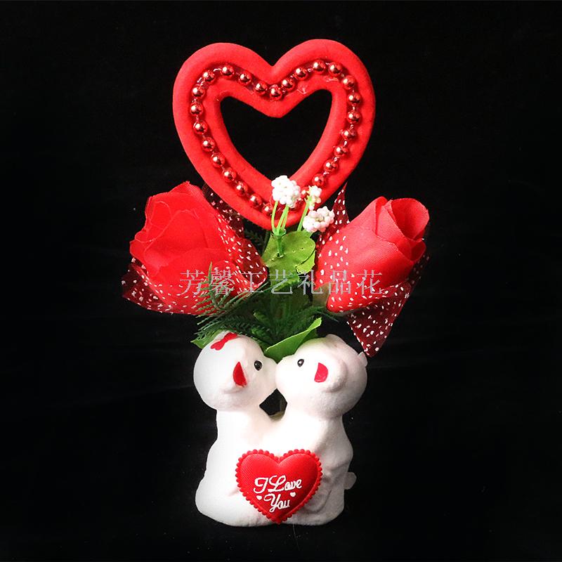 Valentine&#039;s day Christmas gifts flower wedding decoration foam bear artificial flower