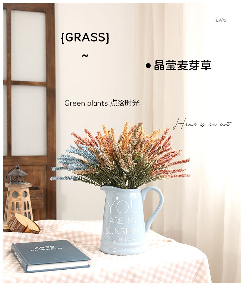 Artificial Flower Malt Grass Wedding Flower Arrangement Fur Grass Home Decoration Plastic Fake Flower Green Bristlegrass Floriculture Decoration Wholesale