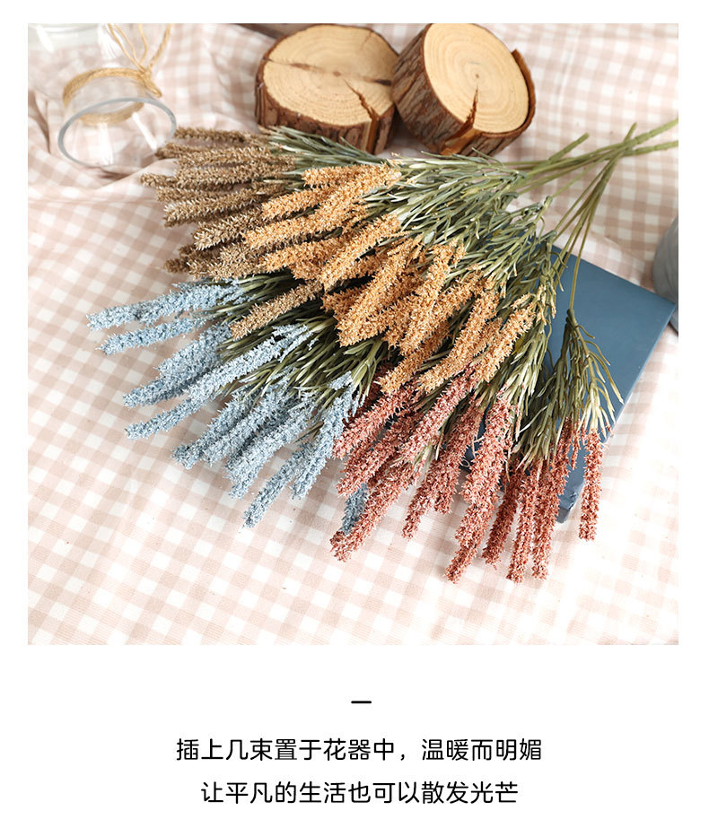 Artificial Flower Malt Grass Wedding Flower Arrangement Fur Grass Home Decoration Plastic Fake Flower Green Bristlegrass Floriculture Decoration Wholesale