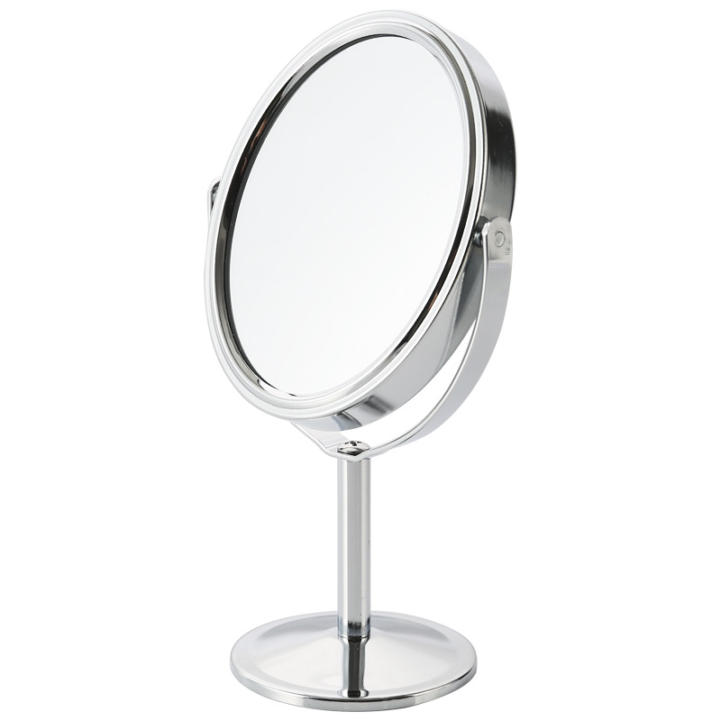 828T Korean Metal Mirror Cosmetic Mirror Dressing Mirror Desktop Rotating Small Mirror 1:2 Amplification Function