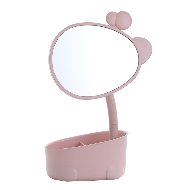 Desktop Makeup Mirror Giraffe Storage Dressing Mirror Student Dormitory Desktop Princess Mirror Cartoon Cute Beauty Mirror