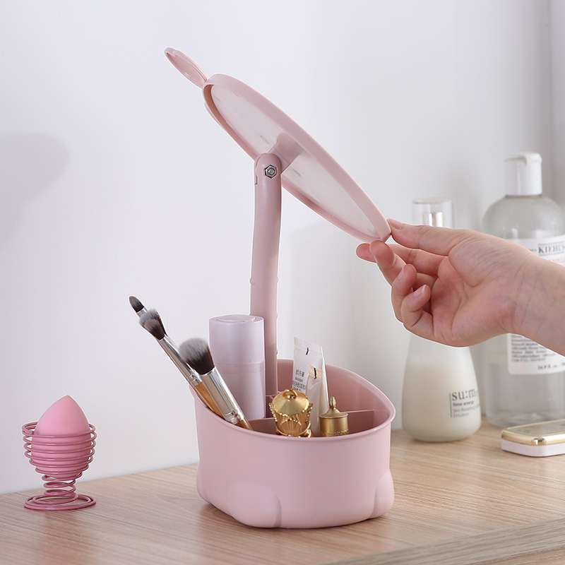 Desktop Makeup Mirror Giraffe Storage Dressing Mirror Student Dormitory Desktop Princess Mirror Cartoon Cute Beauty Mirror