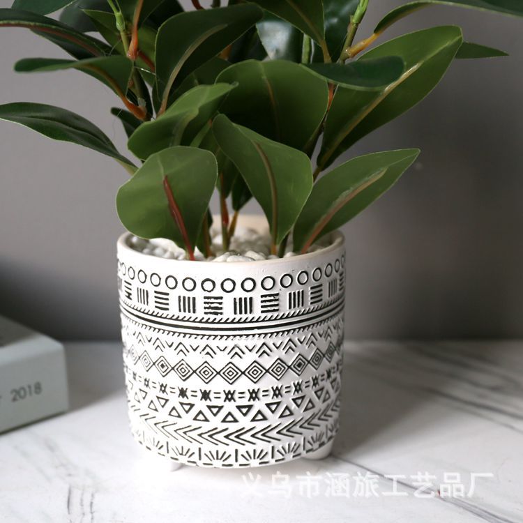 European-Style Ceramic Basin Simulation Douban Leaf Plant Bonsai Home Desktop Artificial Flower Ornament Decoration