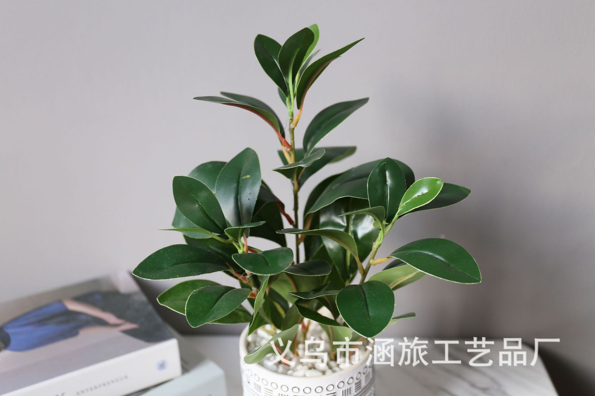 European-Style Ceramic Basin Simulation Douban Leaf Plant Bonsai Home Desktop Artificial Flower Ornament Decoration