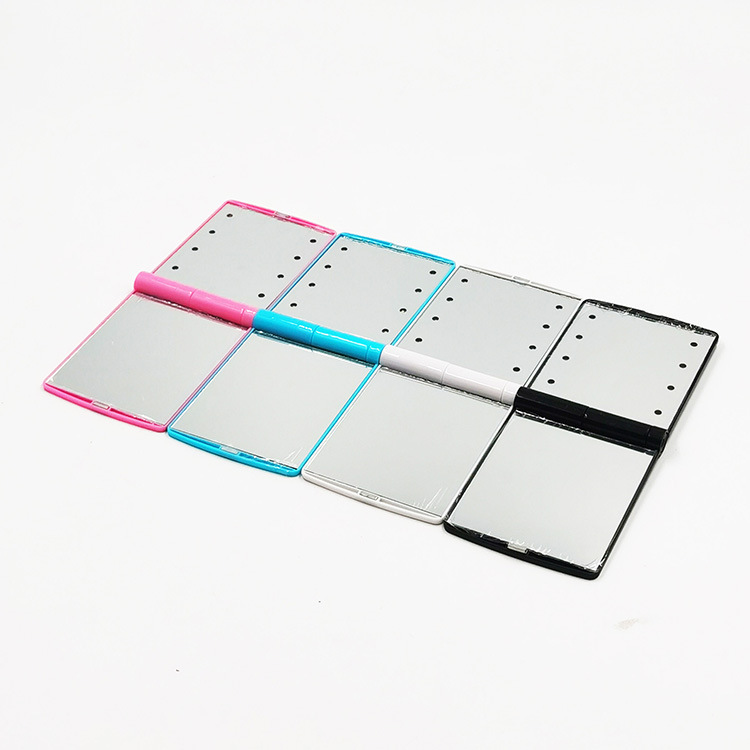 Portable LED Light Makeup Mirror with Light Fill Light Dormitory Handheld Dressing Mirror Girls Folding Beauty Makeup Mirror
