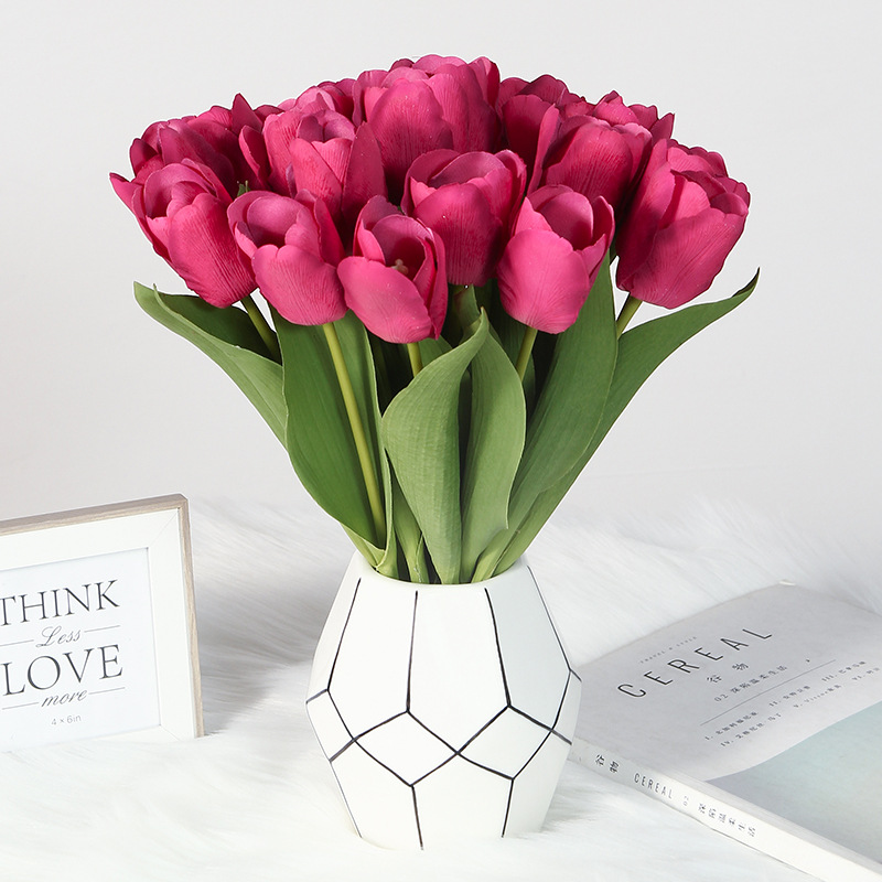 Tulip Simulation High-End Fake Flower Decoration Artificial Flower Wholesale Simulation Bouquet Decoration Moist Feeling Tulip