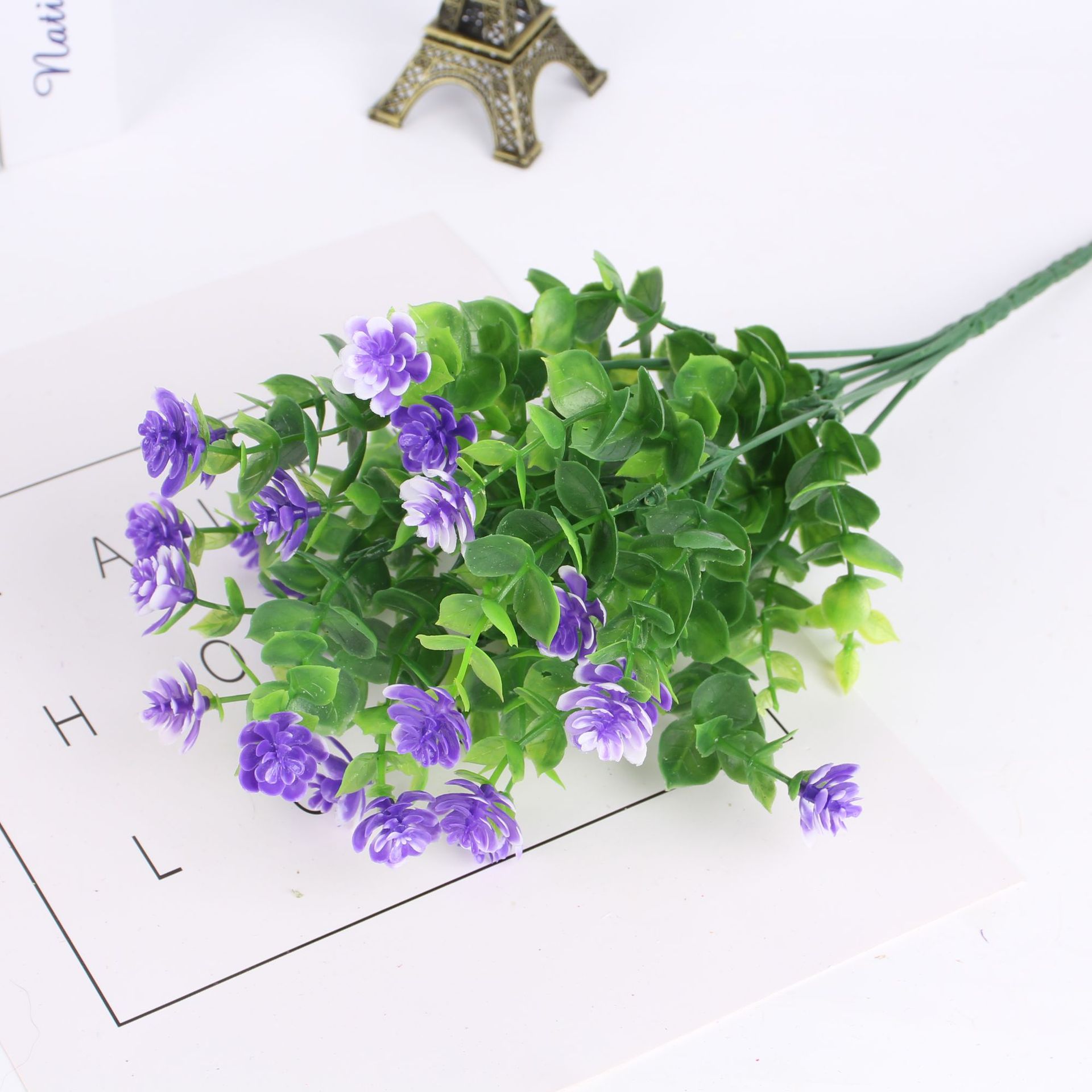 Cross-Border Hot Selling Artificial Flower Artificial Flower Plastic Dried Flower Eucalyptus Rose Chloroplastida Pot 7 Fork 35