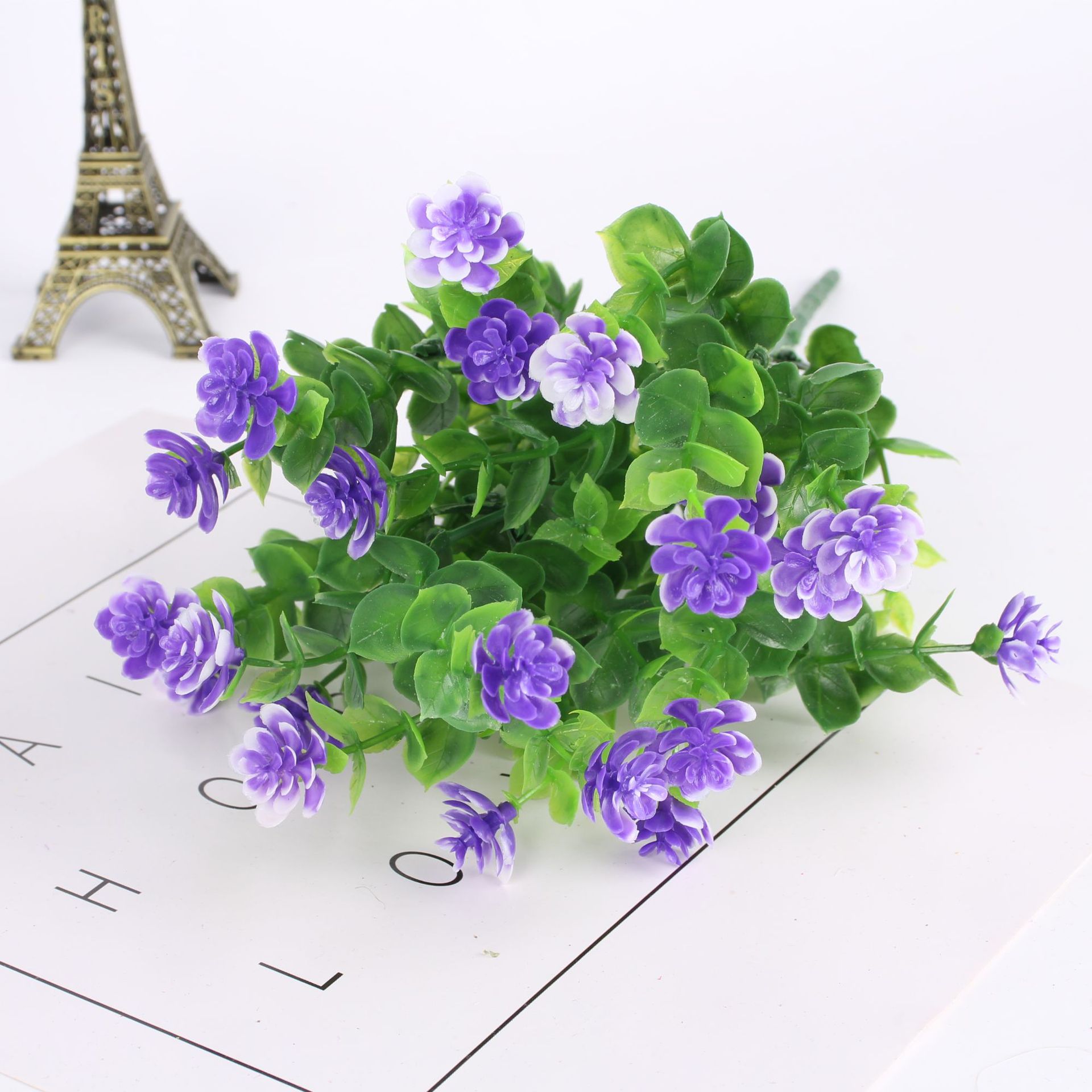 Cross-Border Hot Selling Artificial Flower Artificial Flower Plastic Dried Flower Eucalyptus Rose Chloroplastida Pot 7 Fork 35