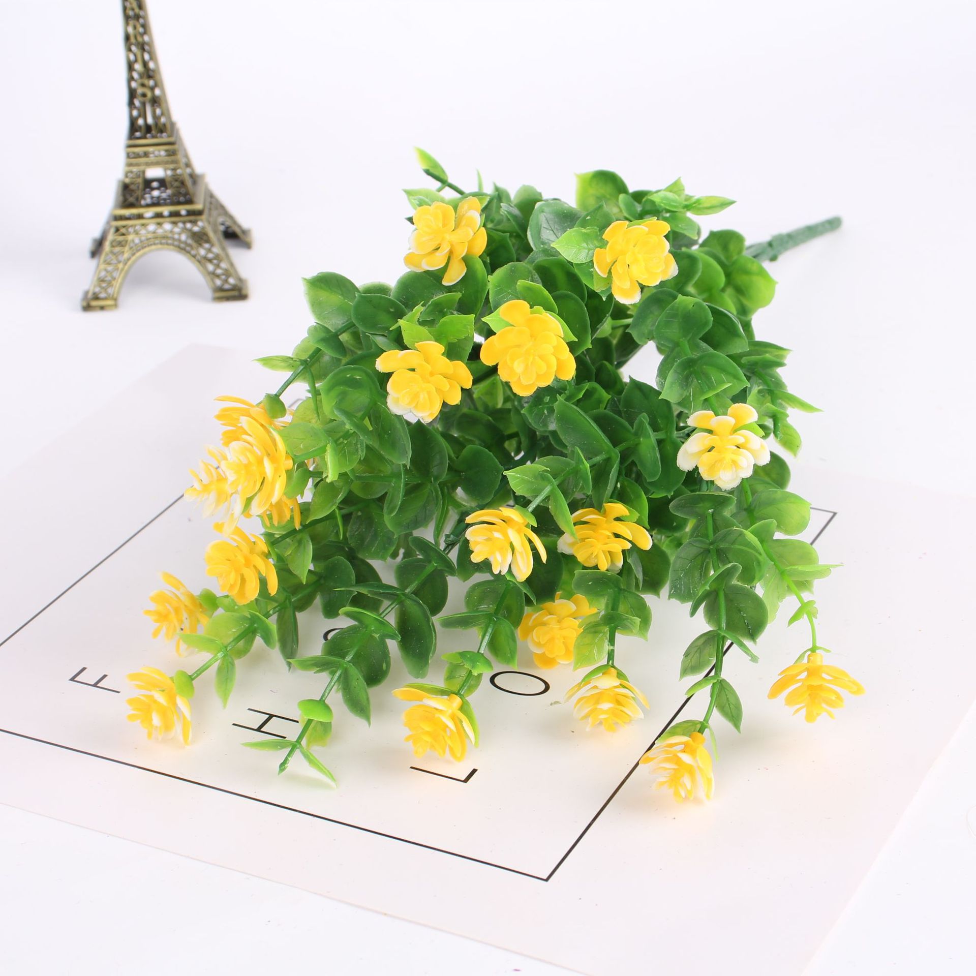 Cross-Border Hot Selling Artificial Flower Artificial Flower Plastic Dried Flower Eucalyptus Rose Chloroplastida Pot 7 Fork 35