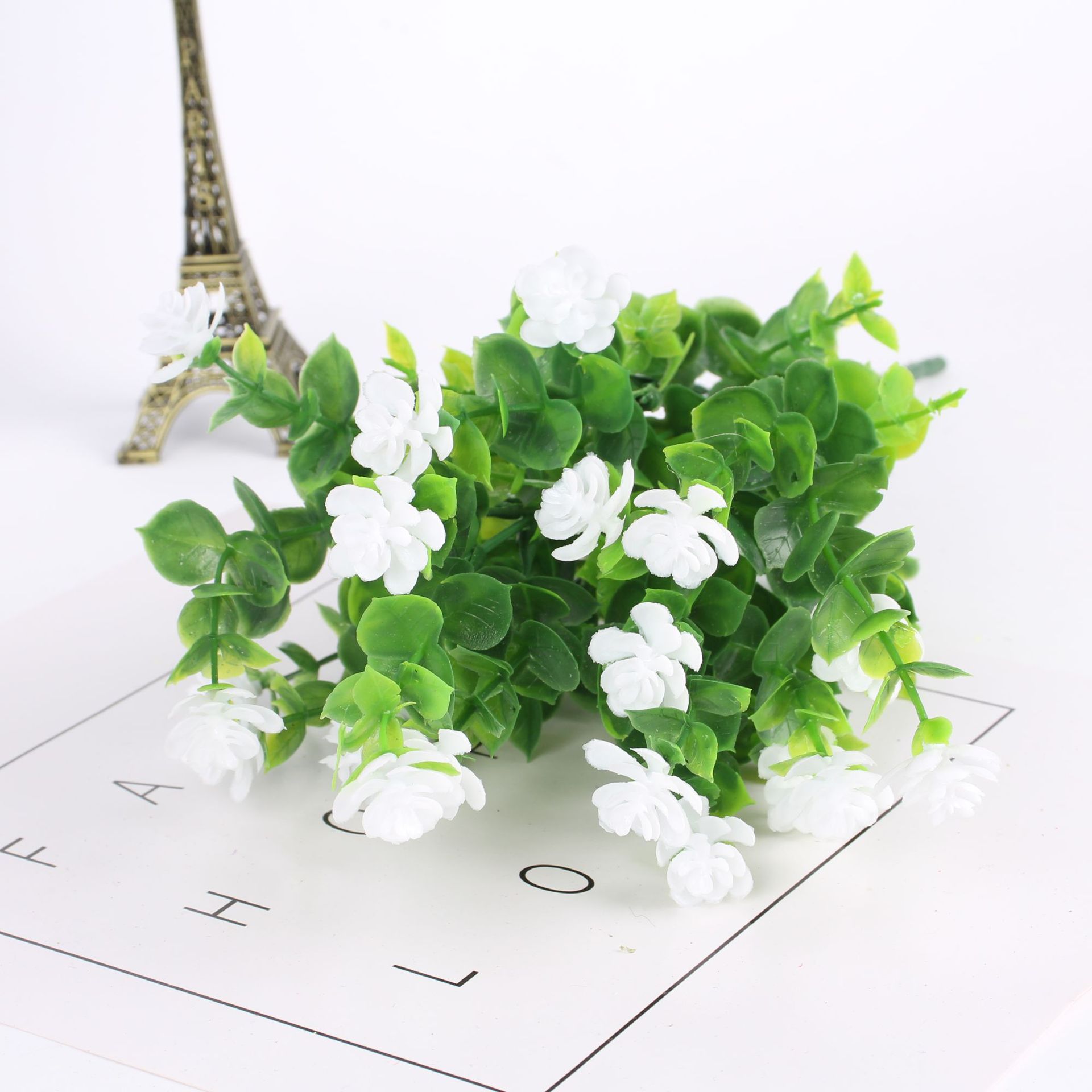 Cross-Border Hot Selling Artificial Flower Artificial Flower Plastic Dried Flower Eucalyptus Rose Chloroplastida Pot 7 Fork 35