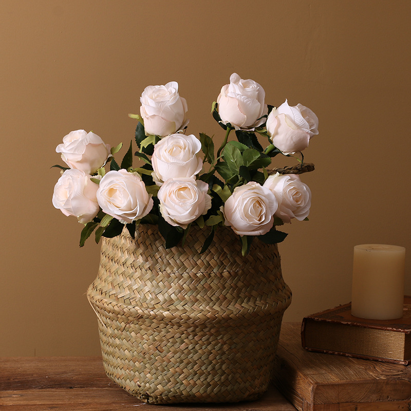 European-Style Retro Artificial Flower Rose Dining Table Hotel Decorative Fake Flower Single Bulgaria Emulational Rose Flower