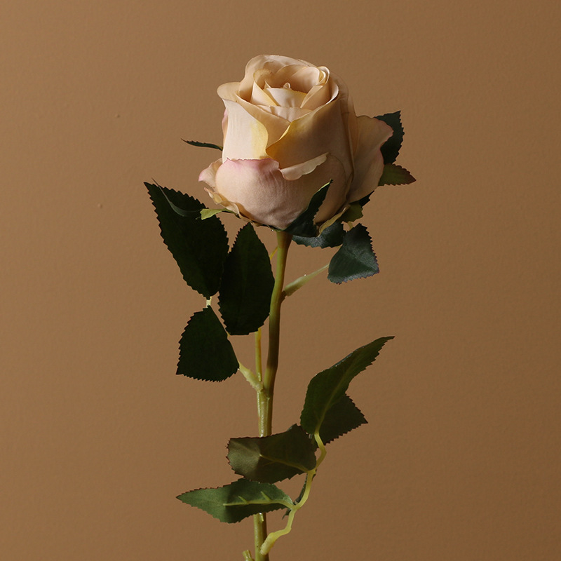 European-Style Retro Artificial Flower Rose Dining Table Hotel Decorative Fake Flower Single Bulgaria Emulational Rose Flower