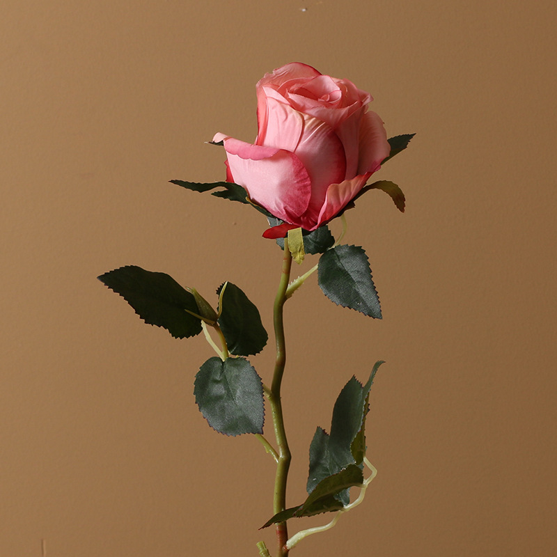 European-Style Retro Artificial Flower Rose Dining Table Hotel Decorative Fake Flower Single Bulgaria Emulational Rose Flower