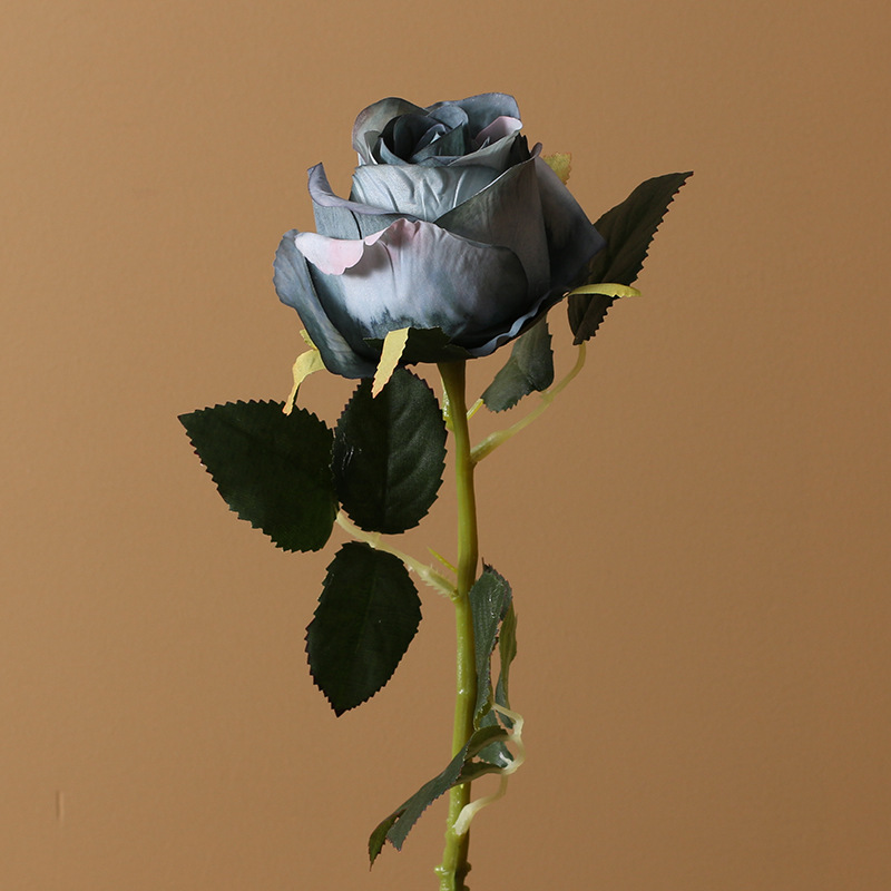 European-Style Retro Artificial Flower Rose Dining Table Hotel Decorative Fake Flower Single Bulgaria Emulational Rose Flower