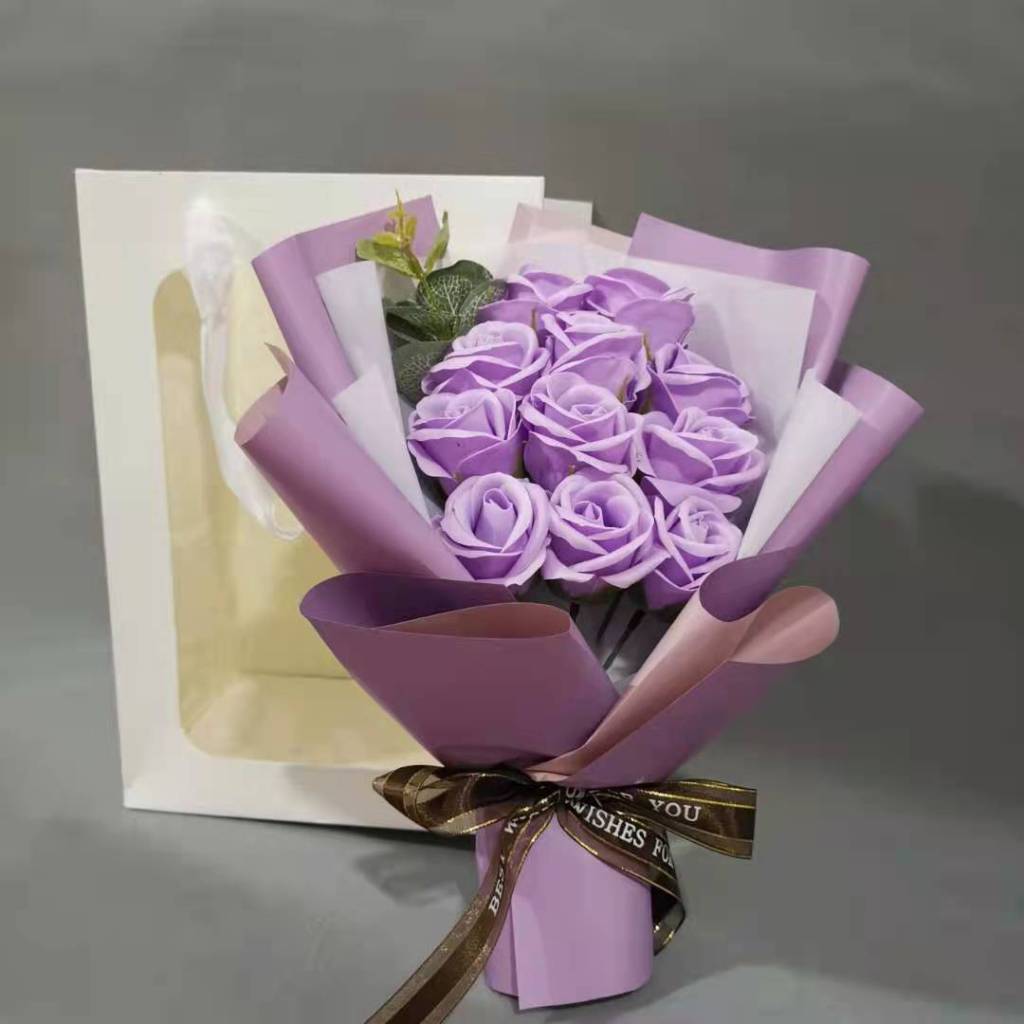 Valentine's Day Teacher's Day Christmas Mother's Day Gift Rose Flower Artificial Flower with Portable Paper Bag Wholesale