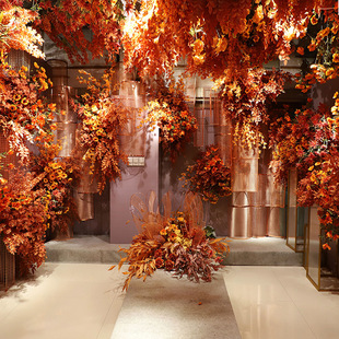 Fantasy Blue Color Wedding Simulation Flower Scene Lobby Soft Decoration Ceiling Arch Fake Flower Wedding Flower Wholesale