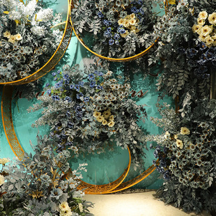 Fantasy Blue Color Wedding Simulation Flower Scene Lobby Soft Decoration Ceiling Arch Fake Flower Wedding Flower Wholesale
