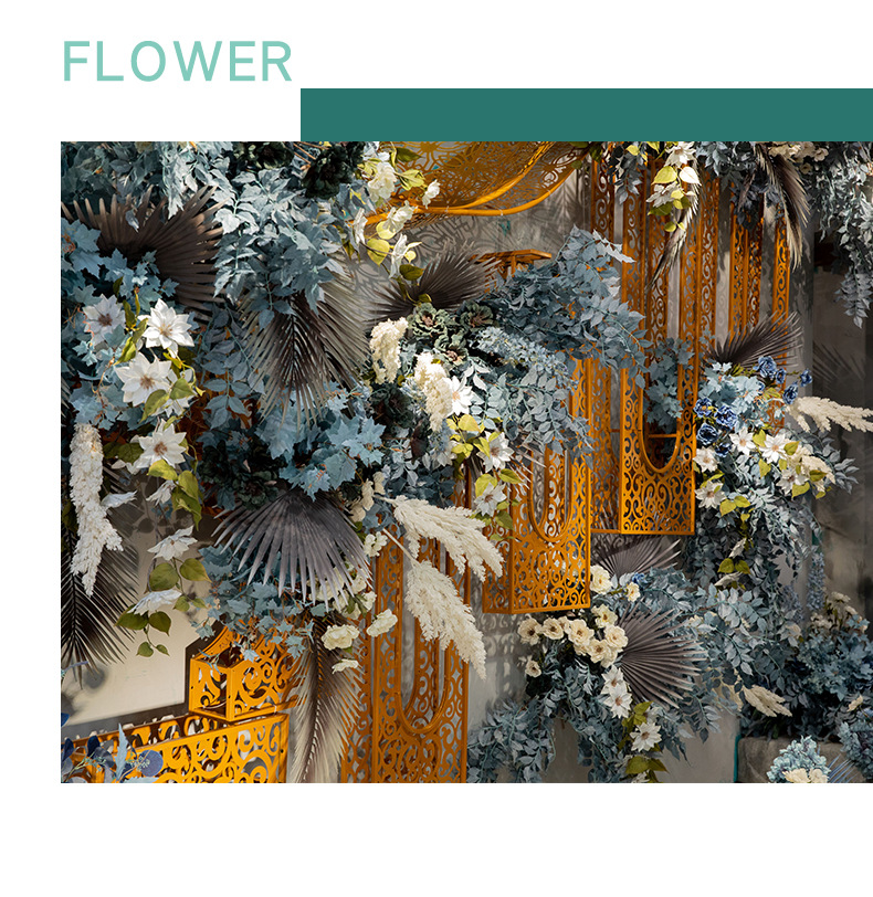 Fantasy Blue Color Wedding Simulation Flower Scene Lobby Soft Decoration Ceiling Arch Fake Flower Wedding Flower Wholesale