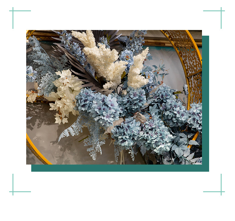 Fantasy Blue Color Wedding Simulation Flower Scene Lobby Soft Decoration Ceiling Arch Fake Flower Wedding Flower Wholesale