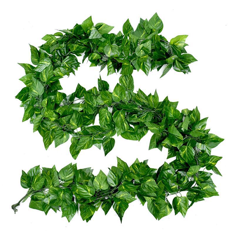 Artificial Grape Leaves Rattan Vine Decoration Fake Leaves Ivy Green Leaves Pipe Ceiling Decorative Fake Flower Green Radish