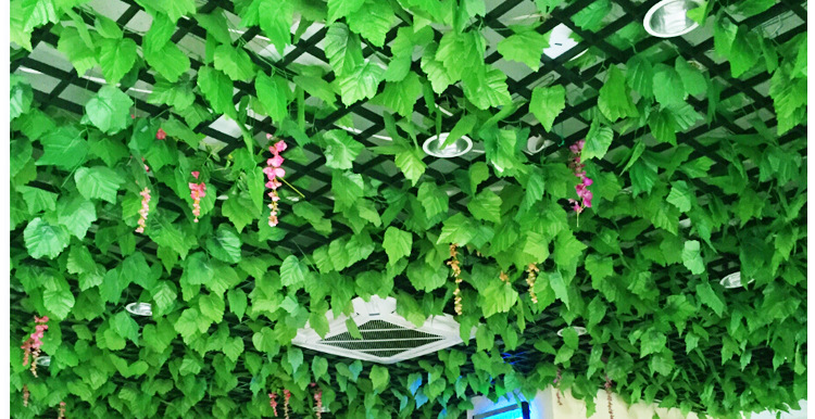 Artificial Grape Leaves Rattan Vine Decoration Fake Leaves Ivy Green Leaves Pipe Ceiling Decorative Fake Flower Green Radish