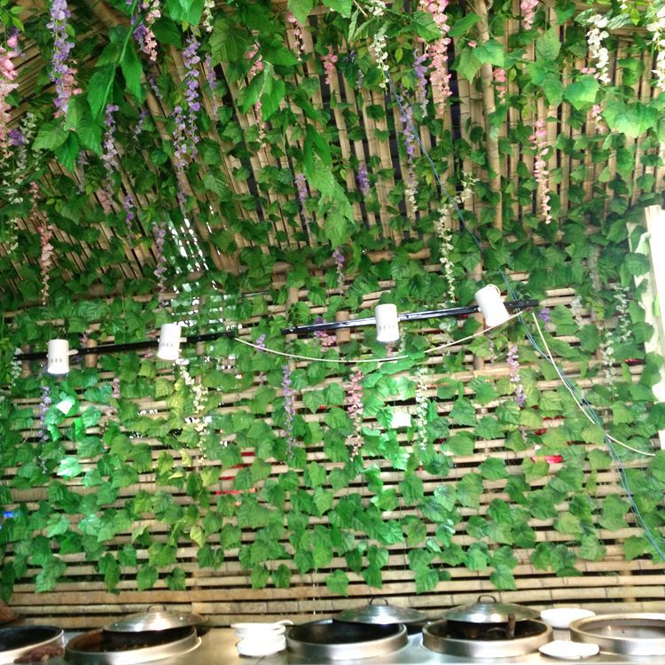 Artificial Grape Leaves Rattan Vine Decoration Fake Leaves Ivy Green Leaves Pipe Ceiling Decorative Fake Flower Green Radish