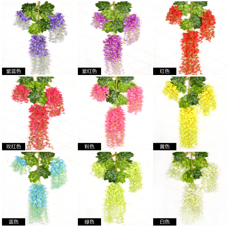 Factory Wholesale Simulation Tofu Pudding Wisteria Flower Bracelet Plant Raw Silk Wall Hanging Ceiling Hydrangea Fishing Wedding Travel