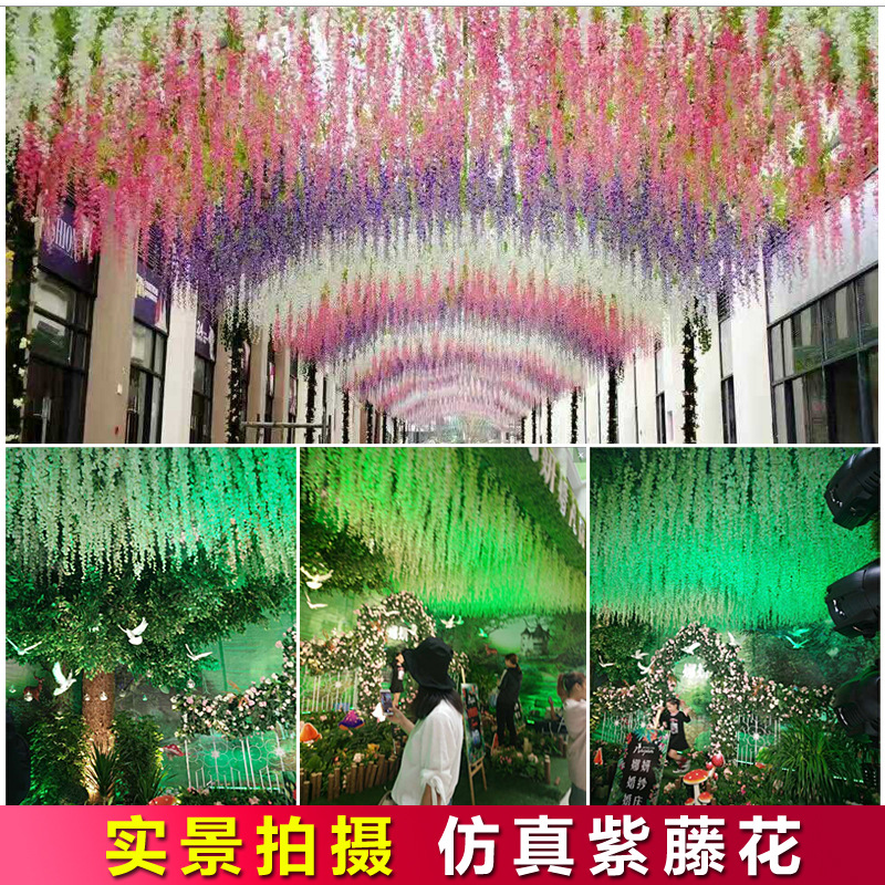 Factory Wholesale Simulation Tofu Pudding Wisteria Flower Bracelet Plant Raw Silk Wall Hanging Ceiling Hydrangea Fishing Wedding Travel