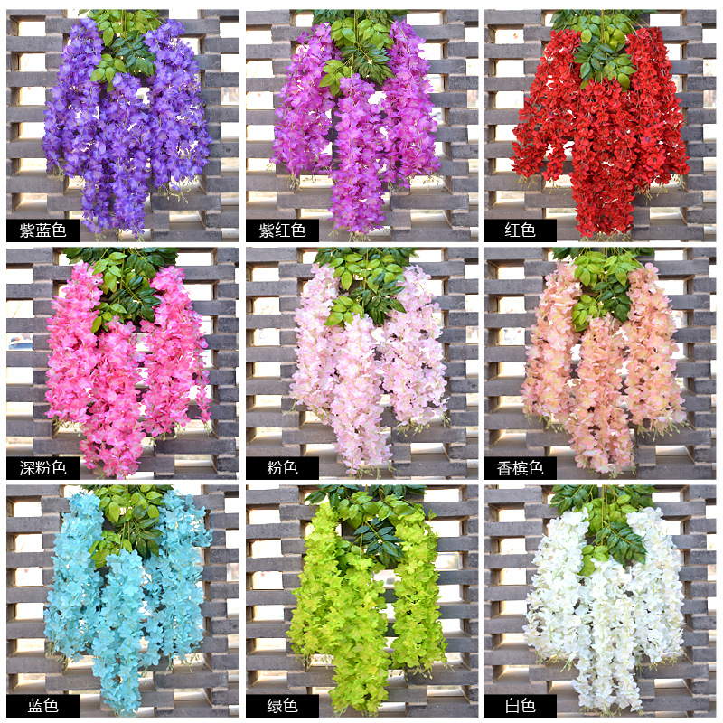 Factory Wholesale Simulation Tofu Pudding Wisteria Flower Bracelet Plant Raw Silk Wall Hanging Ceiling Hydrangea Fishing Wedding Travel