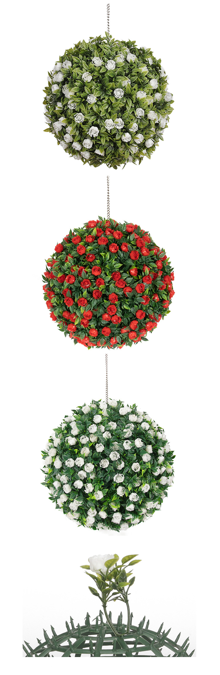 Simulation Plant Eucalyptus Straw Ball Rose Flower Ball Indoor Decorative Suspended Ceiling Artificial Plastic Fake Flower Milan Plant Ball