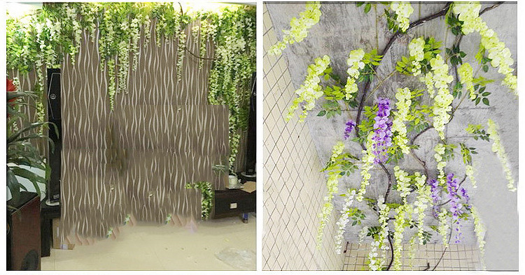 Artificial Wisteria Internet Celebrity Wedding Corridor Ceiling Decorative Fake Flower Hanging Flower Strip Simulation Tofu Pudding Wisteria Flower Branch