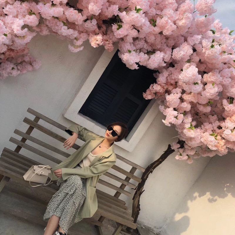 Artificial Cheery Branch Hotel Wedding Celebration Decoration Cherry Tree Peach Blossom Plastic Fake Flower Silk Flower Living Room Ceiling Balcony HANAFUJI