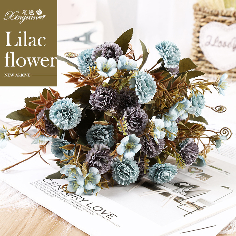 Cross-Border Wholesale Fake Flower Decoration Simulation 6-Color Wedding New Ancient Bank Lilac Road Lead Ceiling Special Simulation Flower