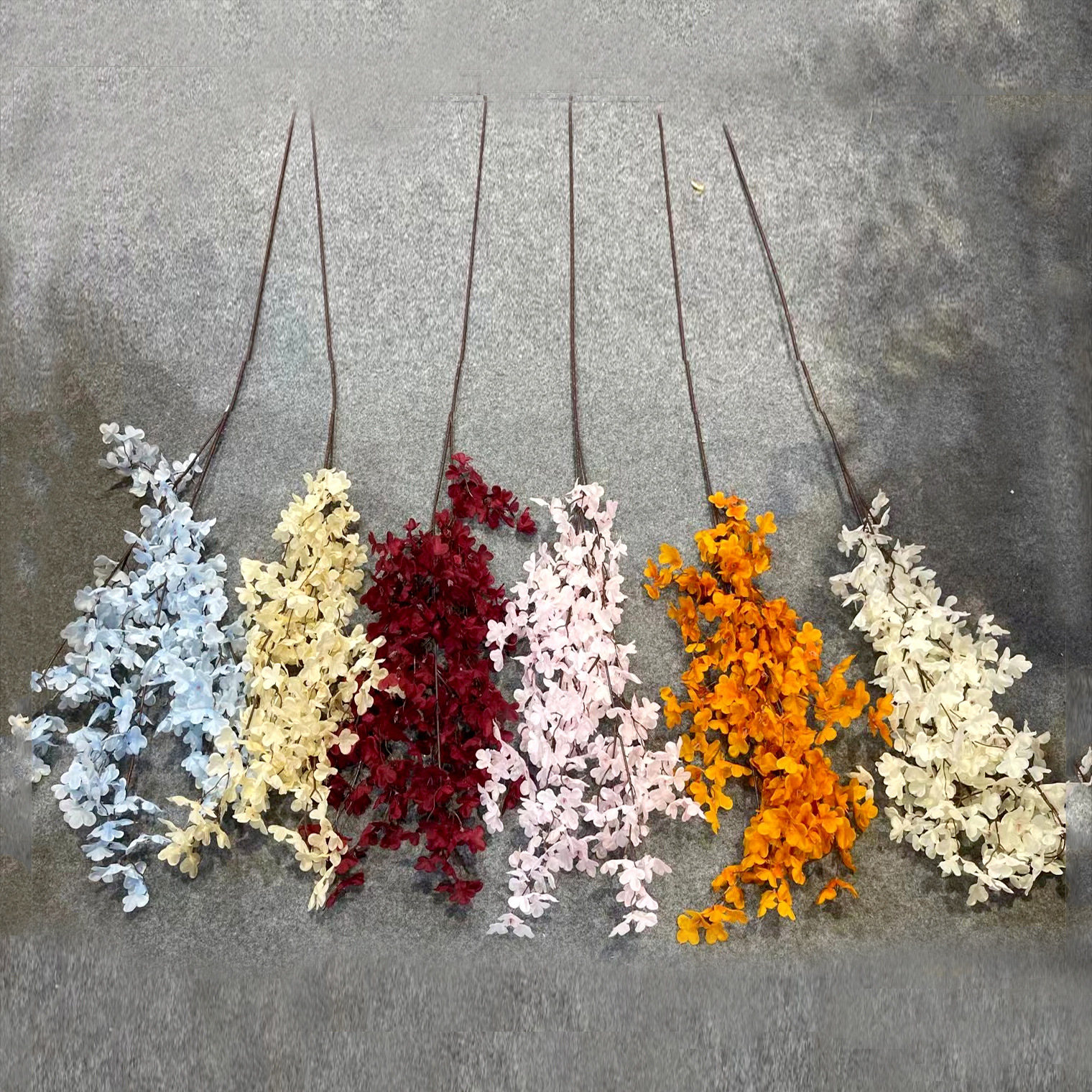 Simulation Lilac Cross Cherry Blossom Fake Flower Oncidium Ceiling Decoration Flower Wedding Hall Set Flower Arrangement and Floriculture Decoration Flower