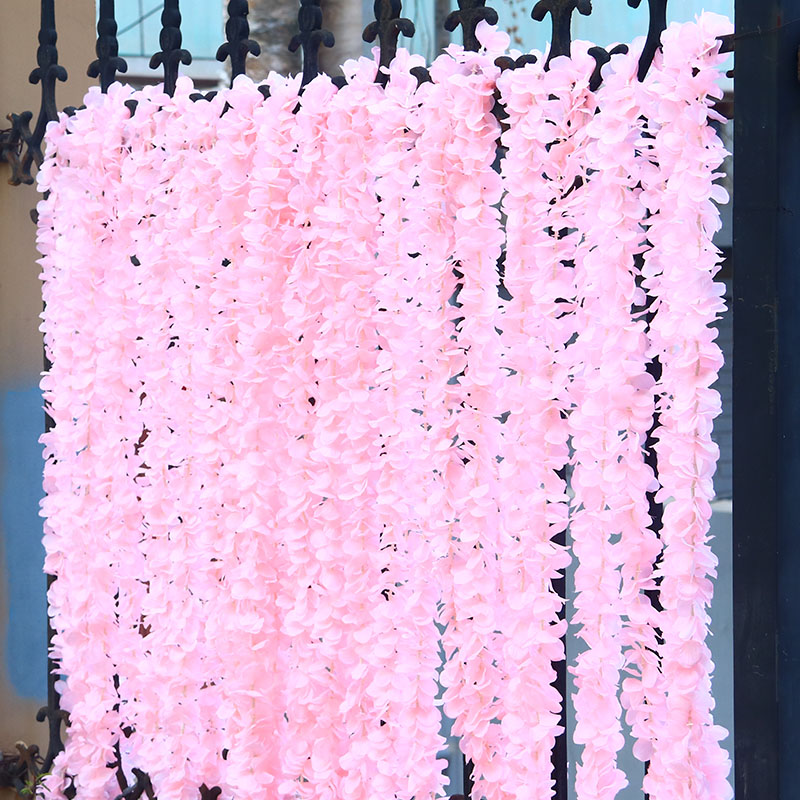 Artificial Orchid Fake Flower for Wedding Wisteria Flower String Indoor Ceiling Decorative Creative Silk Flower Hydrangea Rattan Winding