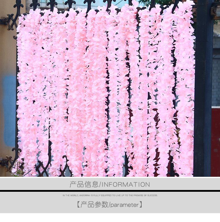 Artificial Orchid Fake Flower for Wedding Wisteria Flower String Indoor Ceiling Decorative Creative Silk Flower Hydrangea Rattan Winding