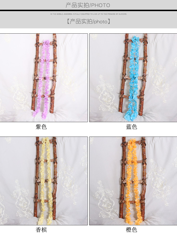 Artificial Orchid Fake Flower for Wedding Wisteria Flower String Indoor Ceiling Decorative Creative Silk Flower Hydrangea Rattan Winding
