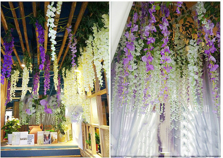 Artificial Wisteria Internet Celebrity Wedding Corridor Ceiling Decorative Fake Flower Hanging Flower Strip Simulation Tofu Pudding Wisteria Flower Branch Artificial Wisteria Internet Celebrity Wedding Corridor Ceiling Decorative Fake Flower Hanging Flower Strip Simulation Tofu Pudding Wisteria Flower Branch