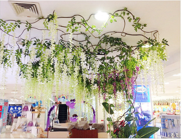 Artificial Wisteria Internet Celebrity Wedding Corridor Ceiling Decorative Fake Flower Hanging Flower Strip Simulation Tofu Pudding Wisteria Flower Branch Artificial Wisteria Internet Celebrity Wedding Corridor Ceiling Decorative Fake Flower Hanging Flower Strip Simulation Tofu Pudding Wisteria Flower Branch
