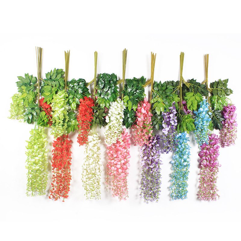 Artificial Flower Wedding Decoration Flower Interior Decoration Artificial Wisteria Ceiling Green Leaf Rattan Douban HANAFUJI Wholesale