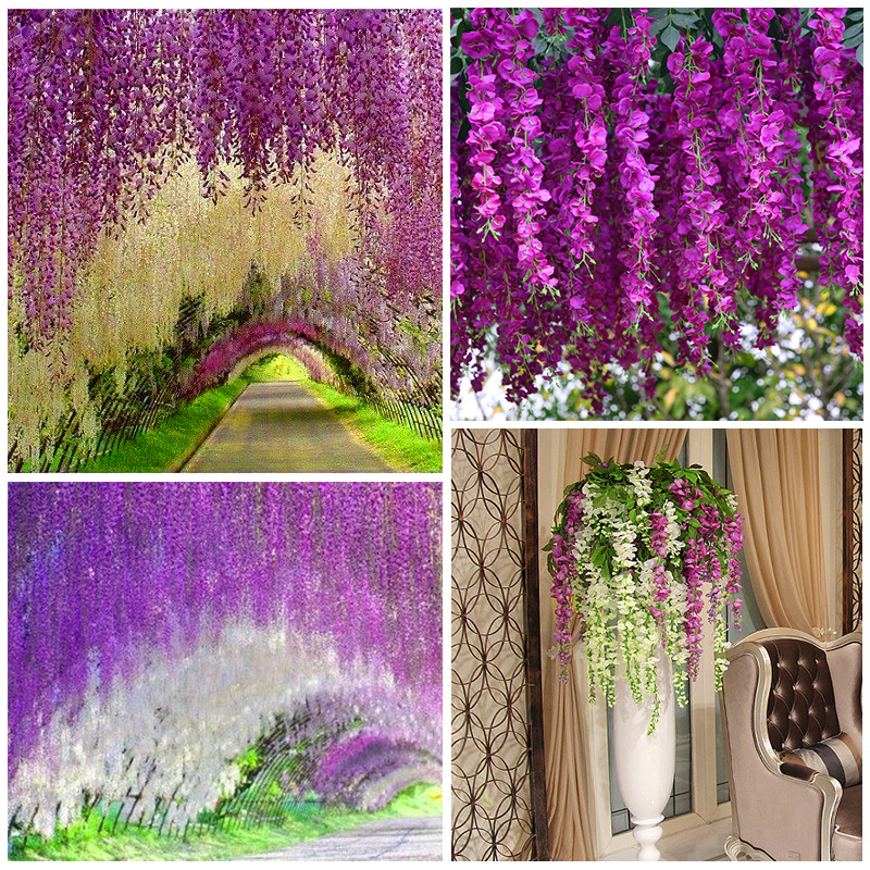 Artificial Flower Wedding Decoration Flower Interior Decoration Artificial Wisteria Ceiling Green Leaf Rattan Douban HANAFUJI Wholesale