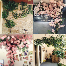 Artificial Flower Wedding Decoration Flower Interior Decoration Artificial Wisteria Ceiling Green Leaf Rattan Douban HANAFUJI Wholesale